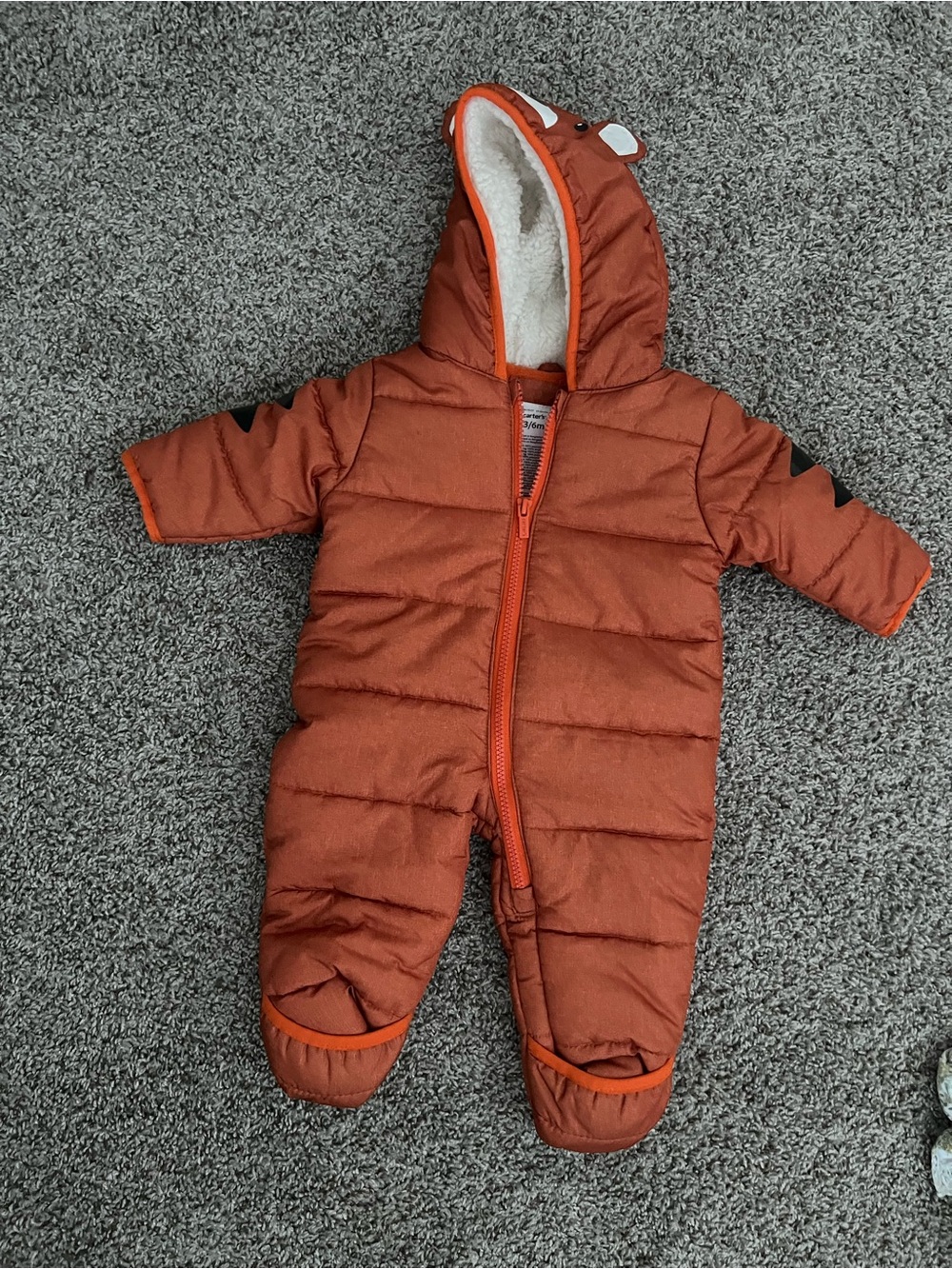 Carter's Rust Orange Quilted Fleece-Lined Baby One-Piece Footie